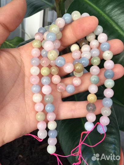 Бусины для рукоделия натуральный Морганит и Кунцит