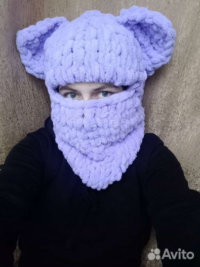 Балаклава вязаная с ушками