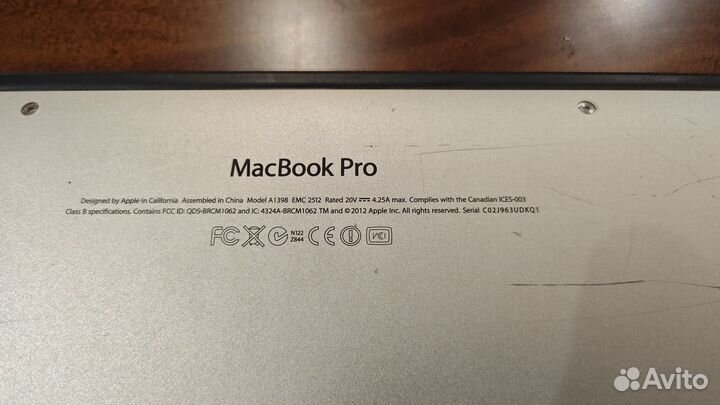 Apple MacBook Pro 15 A1398