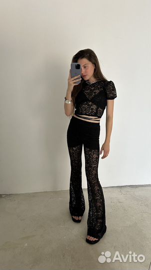 Кружевной костюм топ + брюки