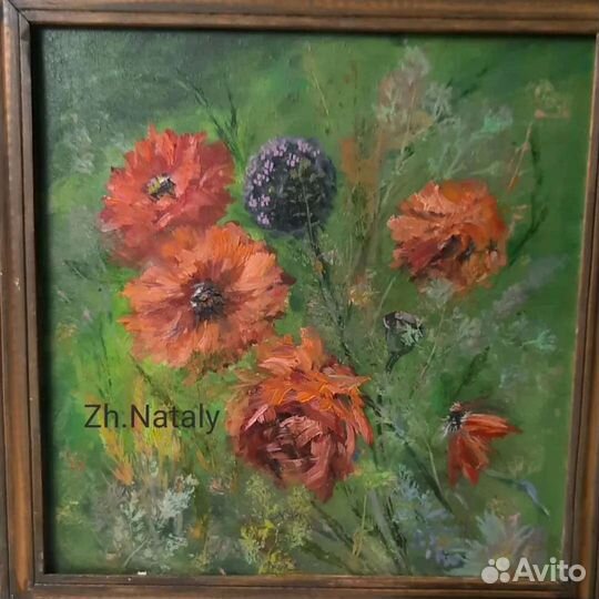 Маки, натюрморт, картина маслом Zh.Nataly