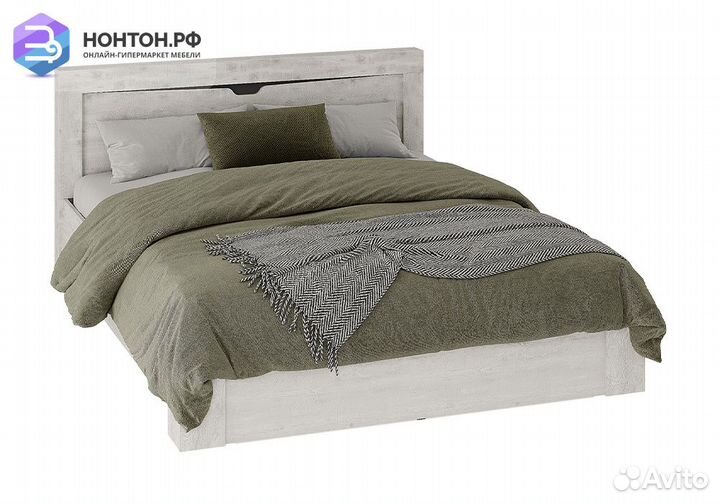 Кровать Леонардо бетон пайн светлый / графит