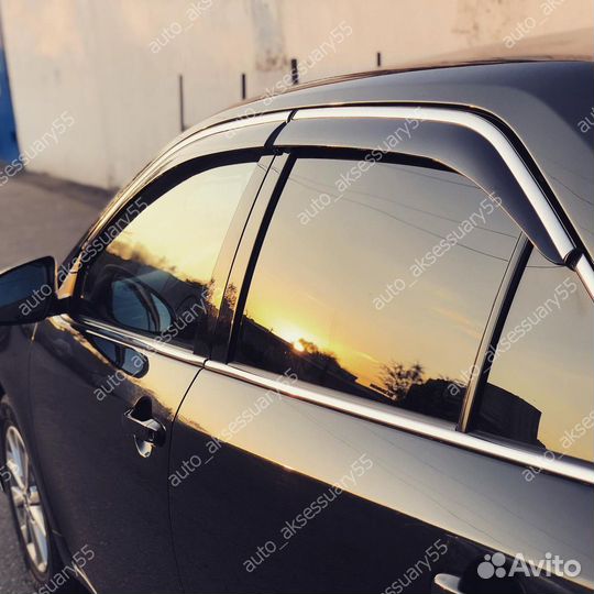 Ветровики Toyota Camry 50 2011-2017 нержавейка