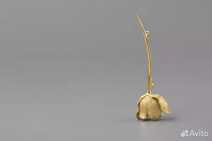 Брошка тюльпан Sakura Dream серебро в позолоте