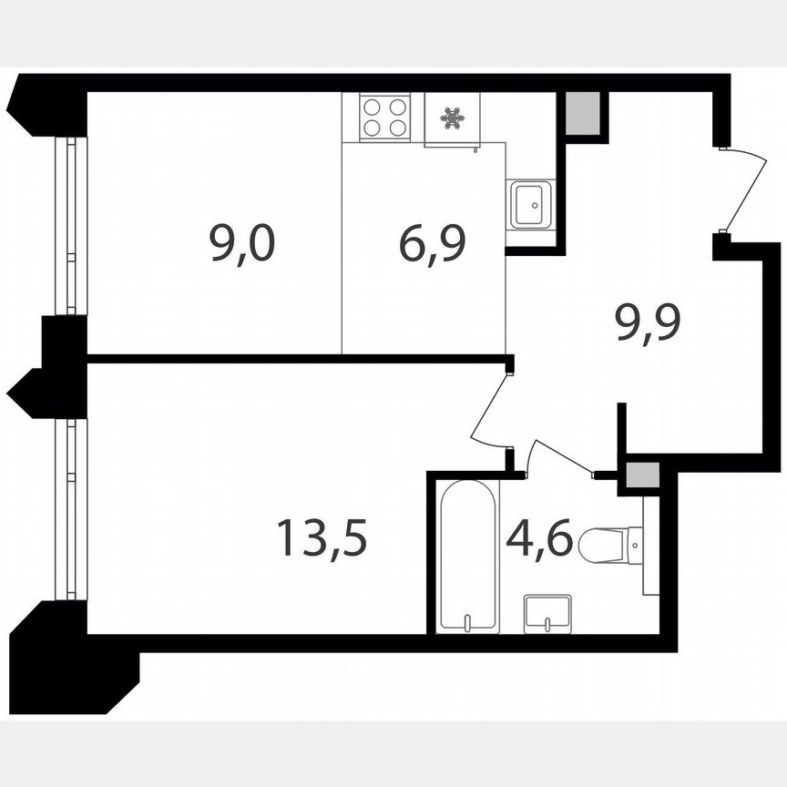 1-к. квартира, 43,9 м², 7/19 эт.