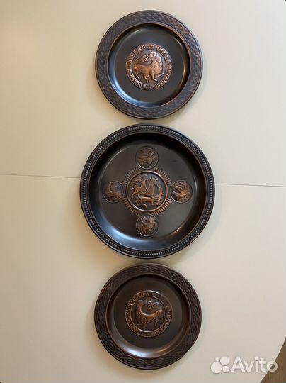 Картина медная чеканка СССР (комплект из 3 штук)