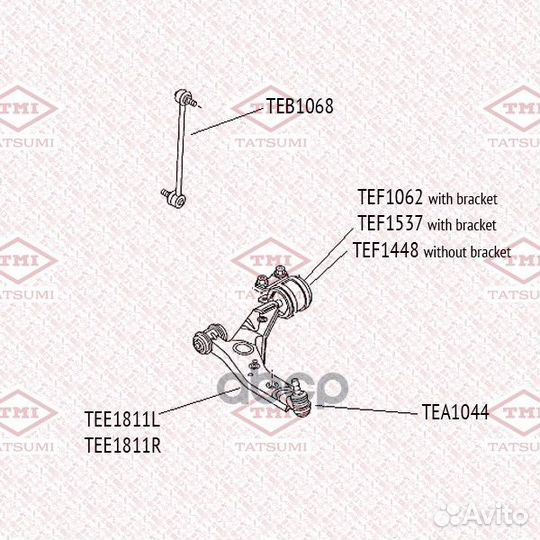 Сайлентблок рычага TEF1062 tatsumi