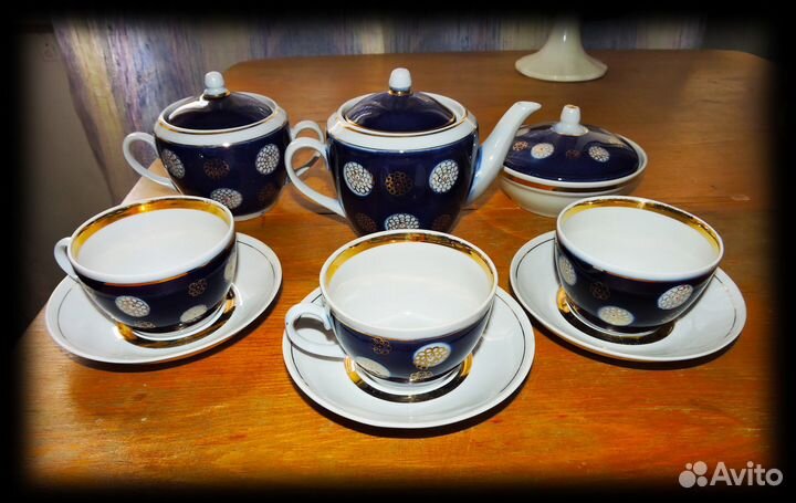 Чайный кобальтовый сервиз Полонне 1980-1991гг