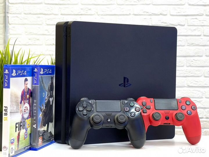 Sony PS4 Slim + диски + джостик