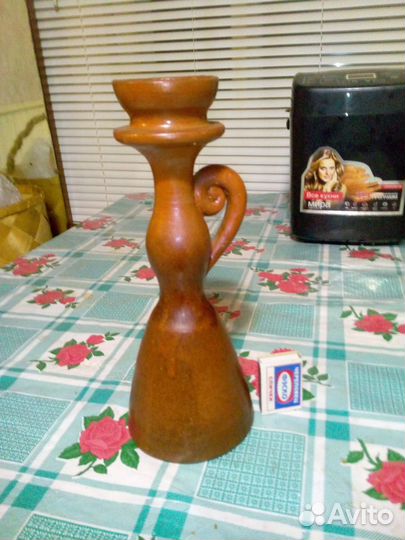 Подсвечник глиняный, старинный