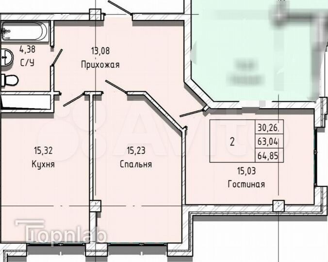 2-к. квартира, 64,9 м², 5/14 эт.