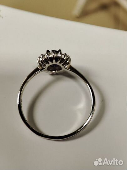 Кольцо серебр. с 1 Сапфир U 5/6 0,940, 18 фианит