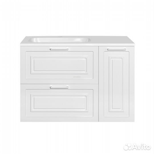 Style line Альба Тумба с раковиной Барселона 90 Левая, Люкс, белый, plus