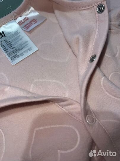 Новый флисовый слип на девочку 56р,80р, H&M