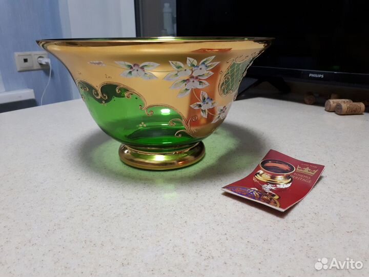 Ваза для фруктов. Богемское стекло 