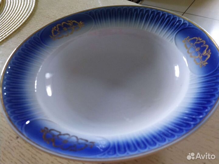 Тарелки суповые кобальт золотая роза