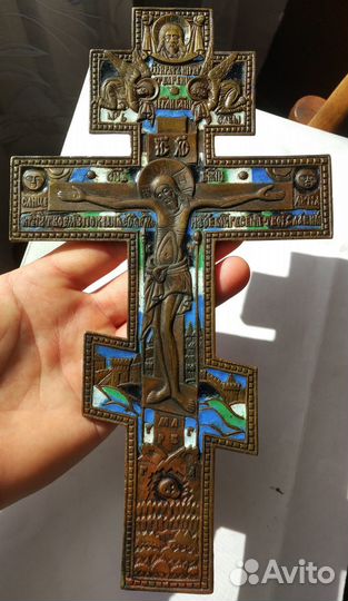 Крест с эмалями, Бронза 19 век