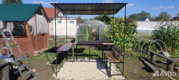 Мангал с навесом в стиле лофт