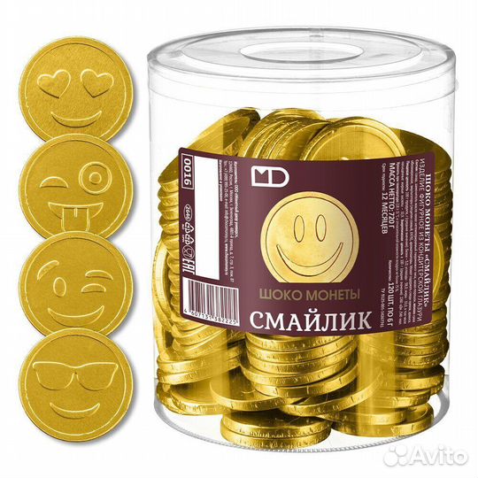 Шоколадные монеты Смайлик 6г Монетный Двор
