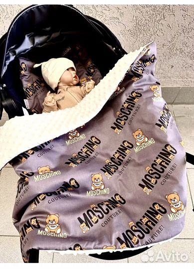 Комплект moschino в коляску подушка матрас одеяло