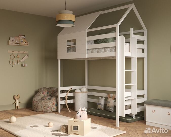 Детская кровать двухъярусная +с ящиками ступенькам
