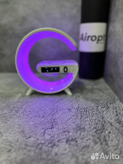 Колонка светильник беспроводная зарядка часы