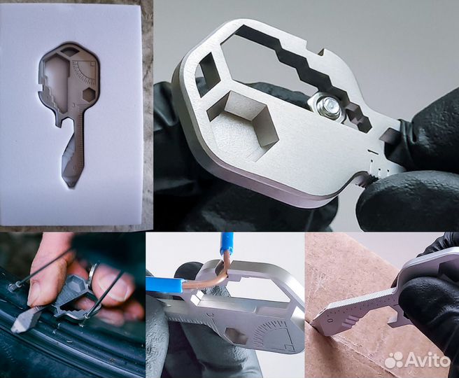 Брелок Мультитул 25 в 1 - Ключ Гаечный, Открывашка