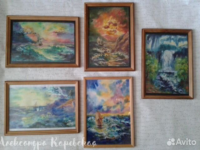 Картина акварелью.Морской пейзаж