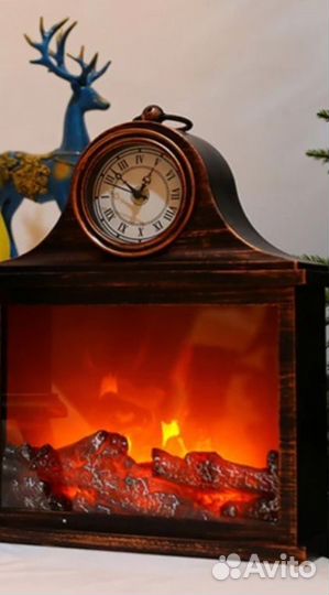 Светильник - Камин с часами