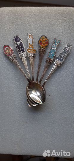 Ложки чайные,СССР. Мельхиор,серебрение,эмаль.Новые