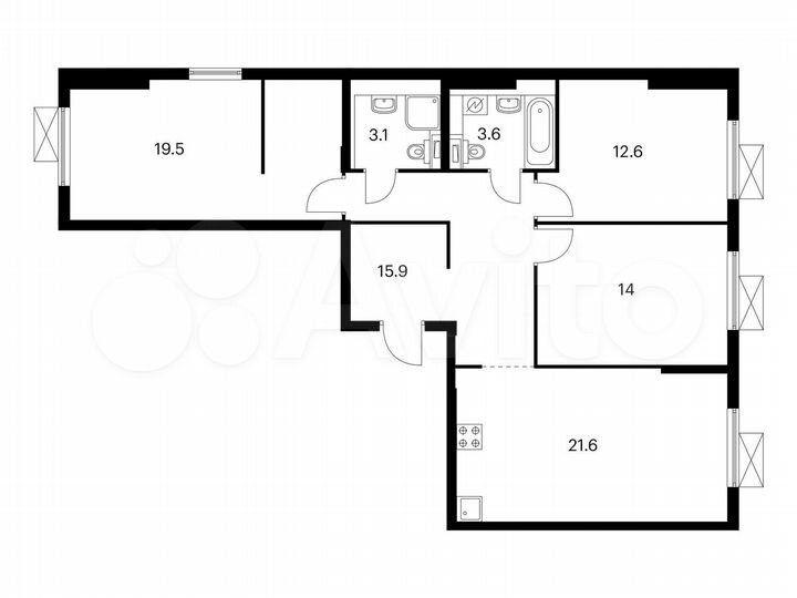 3-к. квартира, 90,3 м², 9/16 эт.