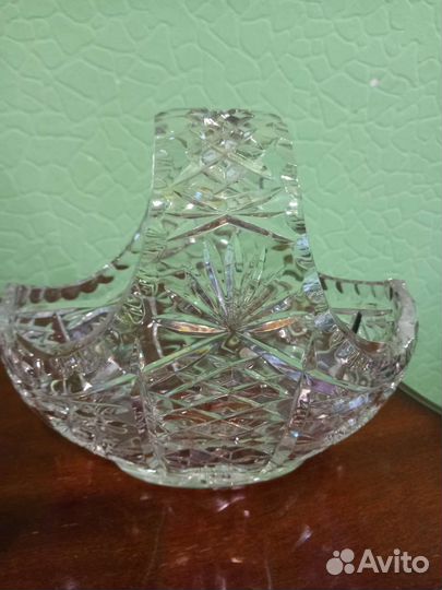 Конфетница корзинка хрустальная