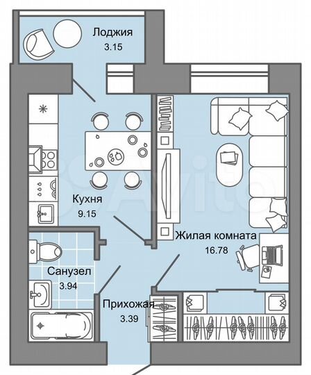 1-к. квартира, 35 м², 2/7 эт.