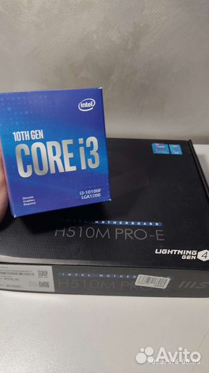 Комплект Intel Core i3 10100f, msi h510m pro-e