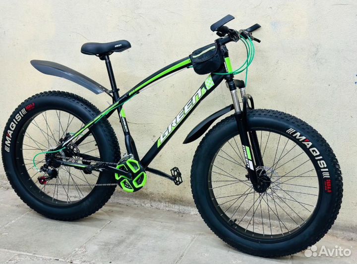 Велосипед Green Фэтбайк 26R (черно-зеленый)
