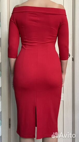 Платье красное трикотажное