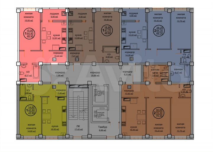 1-к. квартира, 49,4 м², 1/12 эт.