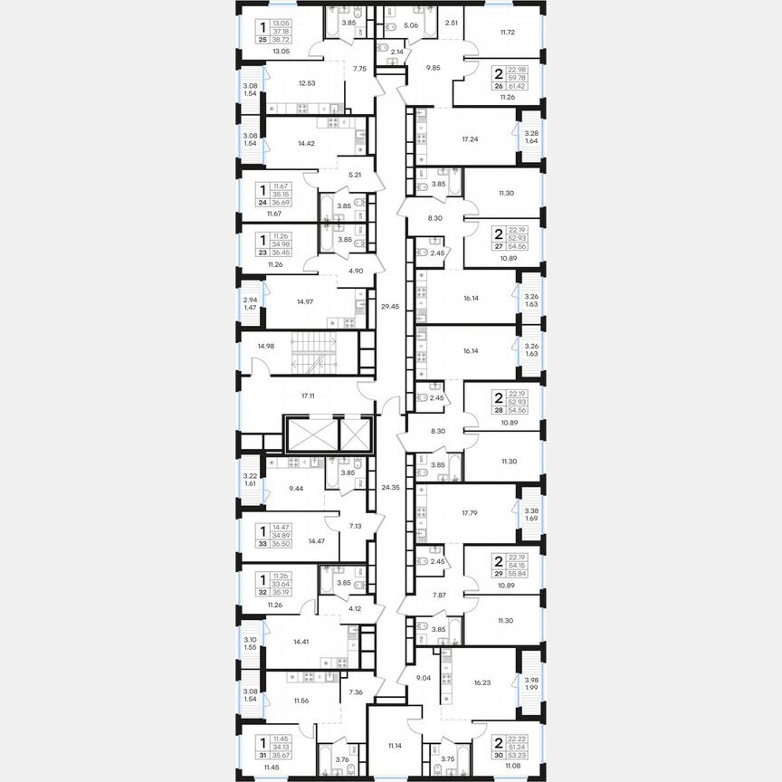 2-к. квартира, 54,6 м², 4/15 эт.