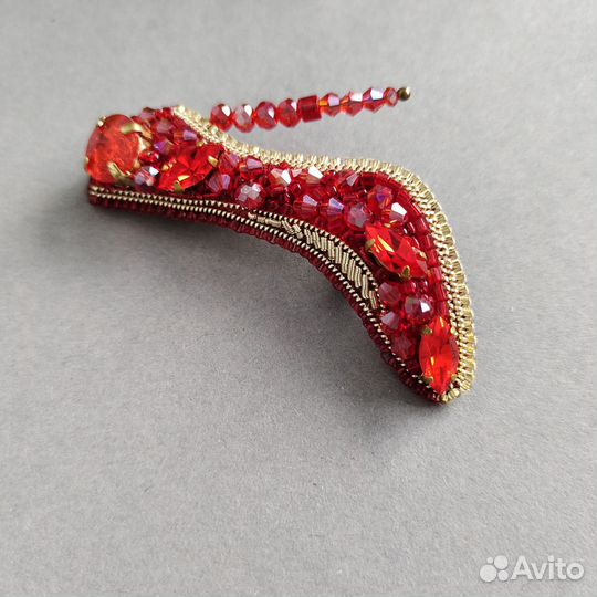 Брошь туфля из бисера