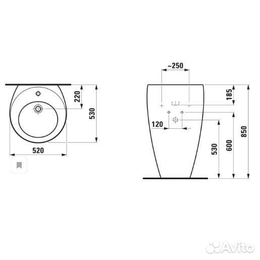 Laufen Alessi One Раковина пристенная 52х53х85 см, 1 отв., покрытие LLC, цвет: белый