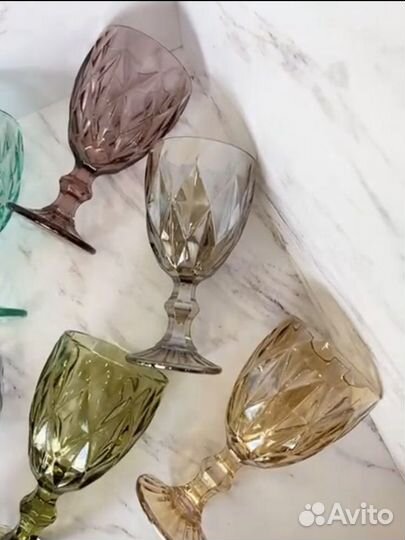 Набор бокалов/фужеров для вина 6 шт цветное стекло