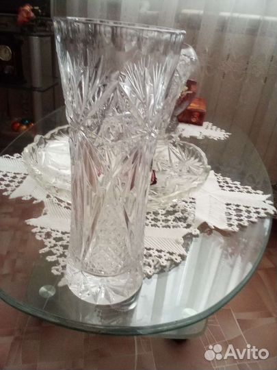 Ваза хрусталь, ручная работа