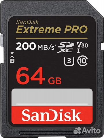 Карта памяти SanDisk sdxc 64GB Extreme Pro U3 4K V