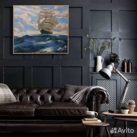 Картина маслом Белый парусник в море