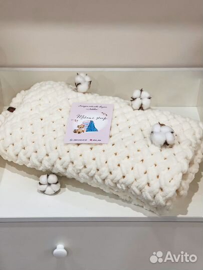 Детский вязанный плед плюшевый