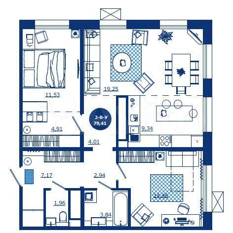 2-к. квартира, 79,4 м², 7/17 эт.