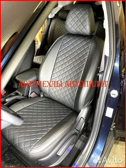 Чехлы Автопилот Opel Astra из экокожи чёрные Ромб