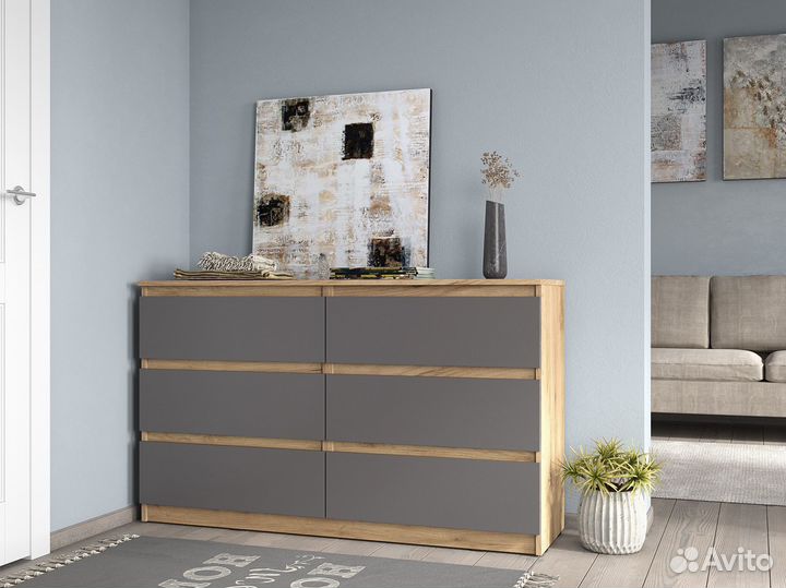 Комод 6 ящиков серый как IKEA Loft. Хит. В наличии