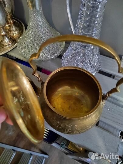 Старинный Кухонный Латунный Чайник