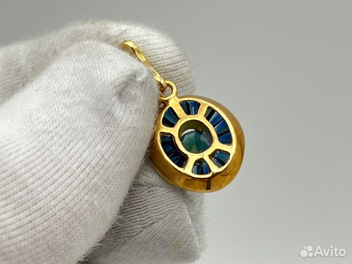 Золотая подвеска с сапфирами 585/2.76 гр